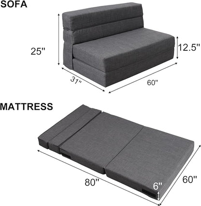 ANONER 60" Fold Sofa Bed Couch Memory Foam - Image 2
