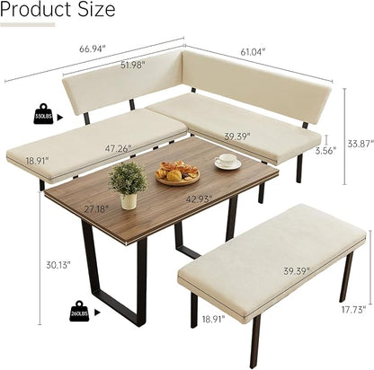 HIPIHOM 3-Piece Corner Dining Table Set - Image 3