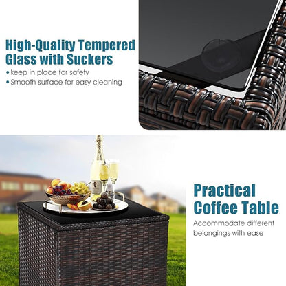 HAPPYGRILL 3 Pieces Patio Conversation Set, Outdoor Furniture Set PE Rattan - Image 6