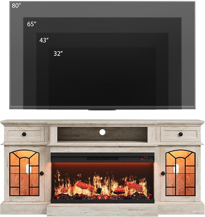 QUW 70" Farmhouse Fireplace TV Stand - Image 3