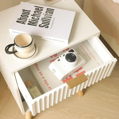 Fultyle White Nightstand with Charging Station, Mid Century Modern Bedside - Image 7