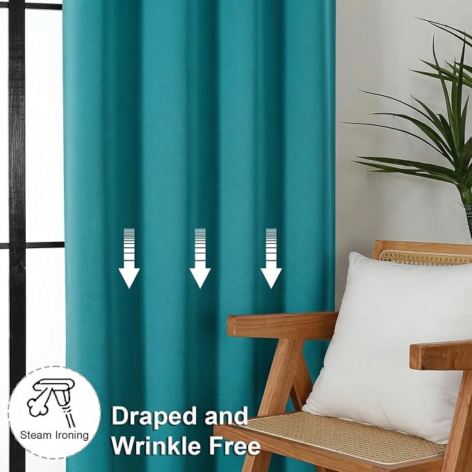 Simplebrand Ava Teal Short Blackout Curtains - Image 7
