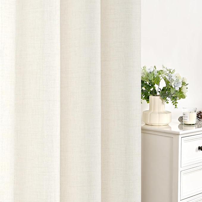 YoungsTex Ivory Linen Semi Sheer Curtains 84 Inch Length - Image 7