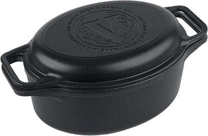 Victoria 6-Quart Cast Iron Oval Dutch Oven, Combination Combo Cooker Pot and Skillet, Bread Baker, Made in Colombia, 2-Piece Set