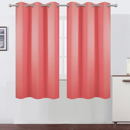 Coral Blackout Curtains 38 x 63 Inch Length/Set of 2 Curtain Panels/Thermal by Lemomo