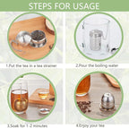 Tea Strainer Tea Infuser for Loose Tea, Tea Steeper 304 Stainless Steel Tea Mesh Strainer with Lid and Drip Tray, 2 Pack Tea Diffuser with Chain Hook, Tea Ball to Brewing Steeping Loose Leaf