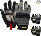KAYGO Work Gloves For Men, KG125M Mechanic Utility Work Gloves for All Purpose, Excellent Grip, Heavy Duty, Improved Dexterity, Touch Screen,X-Large,3 Pair