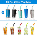 Metal Straws with Silicone Tip for 20 oz YETI Tumbler, 4 Pcs Reusable Stainless Steel Straws for 20 oz Stanley Cup and 16 oz Glass Cups(Color 4)