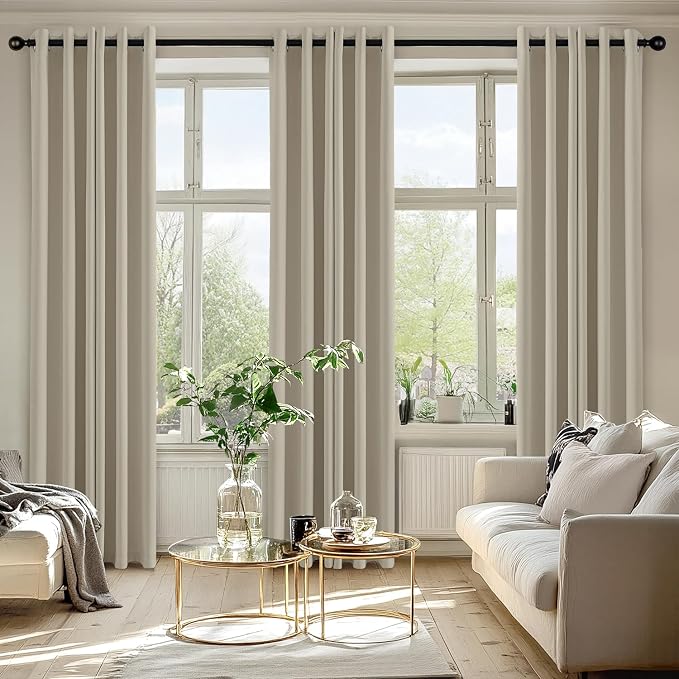MIULEE Blackout Curtains for Bedroom 2 Panels 40 x 84 Inch Long Sand | Thermal - Image 6