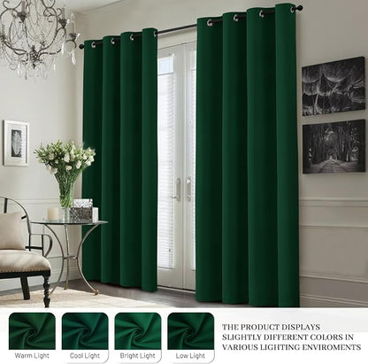Yakamok Dark Green 100% Blackout Curtains 84 Inches Long 50" Wide 2 Panels | - Image 7