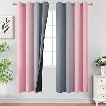 Ombre Grey and Pink Blackout Curtains by ESTELARTEXTILER