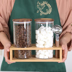 KKC HOME ACCENTS Air Tight Glass Coffee Tea Containers with Spoons for Coffee Beans,Loose Tea,Ground Coffee,Matcha,Glass Canisters with Airtight Lids and Scoops,39 Fl oz
