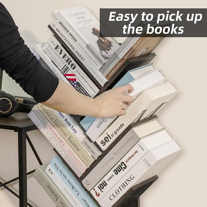 SHEEPAM 10 Tier Tree Book Shelf, Floor Standing Wood Bookshelf - Image 6