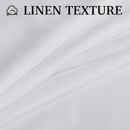 RYB HOME White Floor to Ceiling Curtains 120 inches Long, Linen Semi Sheer - Image 4