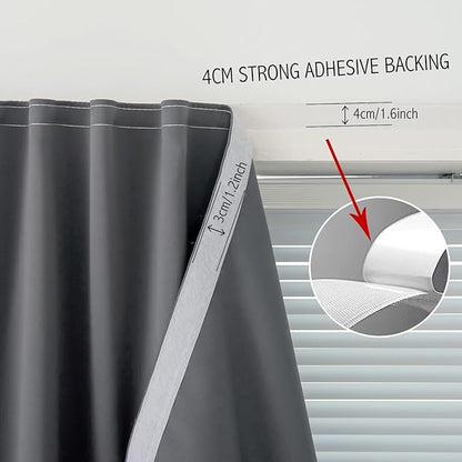 Blackout Curtains with Self Adhesive Tape No Rod No Drill Easy Install Window - Image 7