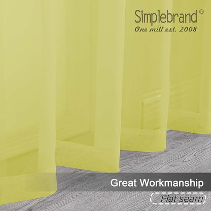 Simplebrand Lemon Sheer Curtains 72 Inches Long 2 Panels - Image 2