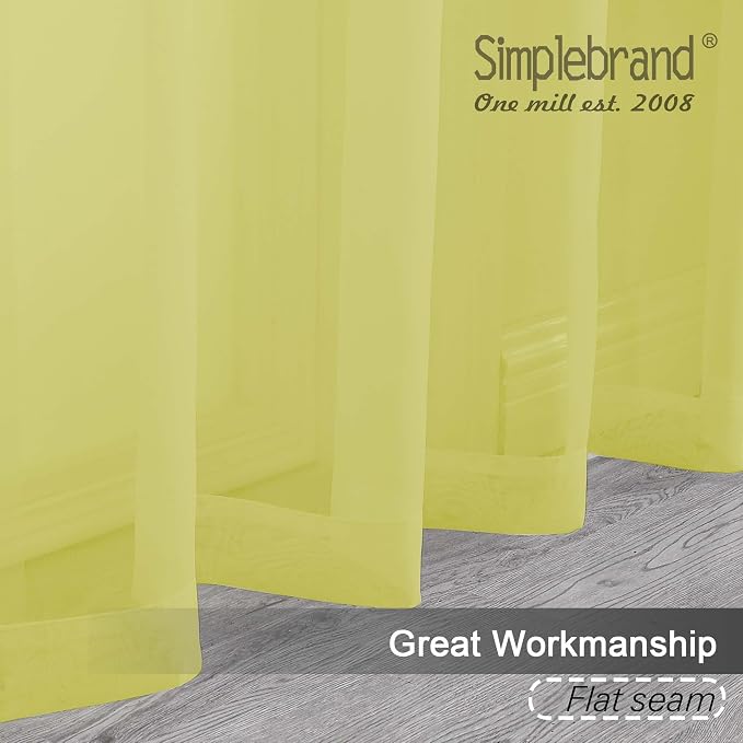 Simplebrand Rod Pocket Top Solid Voile Sheer Curtains - Image 2