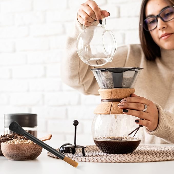 Dual Heade Coffee Grinder Brush, Espresso Machine Cleaning Brush Coffee Pot Brush Professional Coffee Grinder Brush Coffee Bar Brush Nylon Barista Brush Tools for Coffee Machine Toaster Cleaning