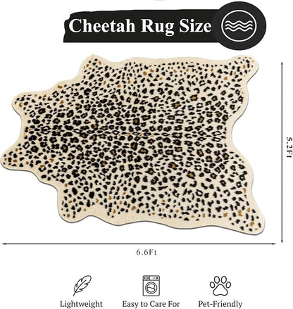 Cheetah Rug, Leopard Print Rug 5.2x6.6 Faux Animal Print Carpet Cheetah Area Rug - Image 2