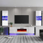 AMERLIFE 3-Piece Modern Wall Unit Entertainment Center Set, High Gloss 80" by AMERLIFE