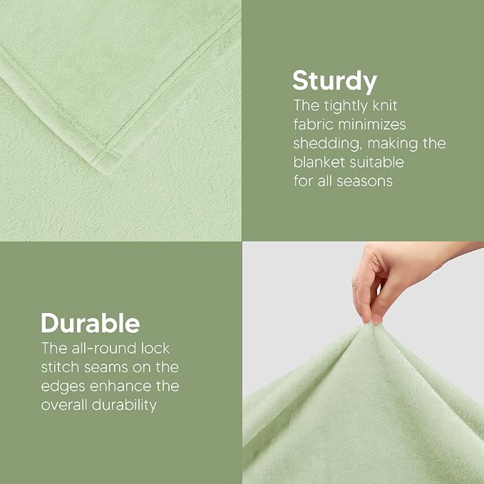 Utopia Bedding Soft Fleece Bed Blanket Twin Size Sage Green | Microfiber Plush - Image 5