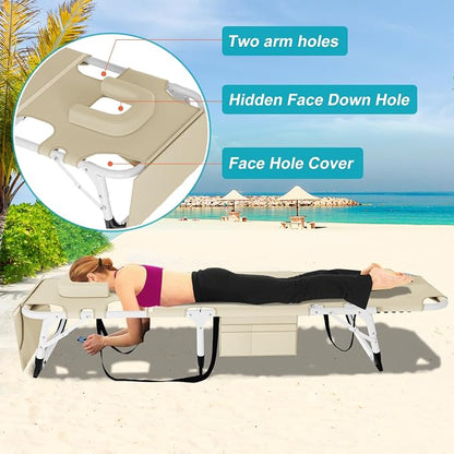 ABORON Heavy Duty Tanning Chair, Outdoor 5-Position Folding Chaise Lounge Chair - Image 4