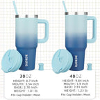 BJPKPK Tumbler With Handle 30 oz Stainless Steel Insulated Tumbler With Lid And Straw For Water Or Ice Coffee,Sky