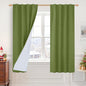 Sage Green 100% Blackout Linen Curtains 63 Inches by LAMIT