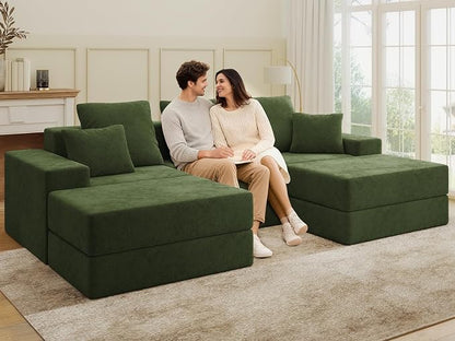 Living&Giving 101" U-Shaped Cloud Sectional Couch - Image 8
