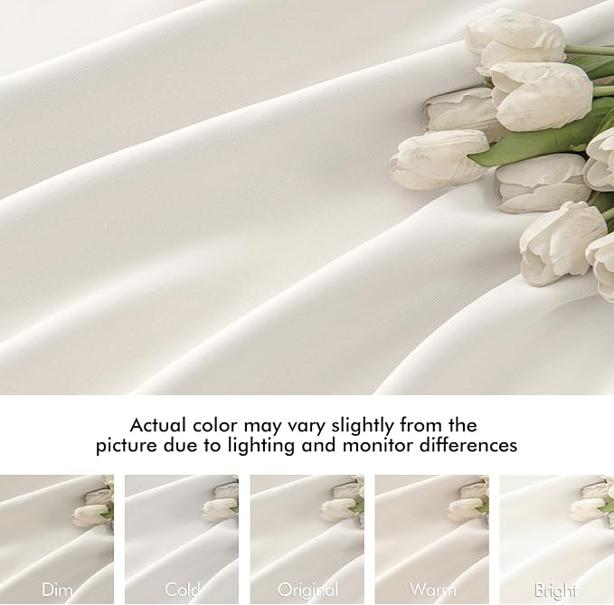 MIULEE Ivory Back Tab Blackout Curtains 52x63 Inches Long 2 Panels Set | Rod - Image 8