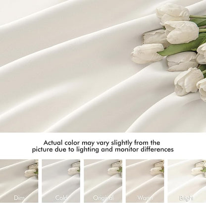 MIULEE Ivory Back Tab Blackout Curtains 52x63 Inches Long 2 Panels Set | Rod - Image 8