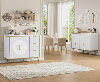 47.2" Buffet Storage Cabinet, Modern Fluted Coffee Bar Station - Image 9