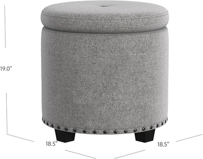 HomePop Home Decor | Upholstered Round Storage Ottoman - Image 3