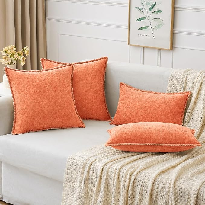 MIULEE Decorative Couch Throw Pillow Covers 18x18 Inch Coral Red 2 Pack | - Image 5