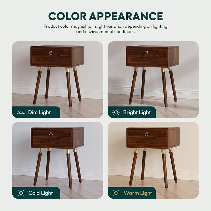 Bme Alden Solid Wood Nightstand/Side Table/End Table, Fully Assembled, - Image 7