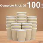 Hot 8 oz Disposable Insulated Corrugated Sleeve Ripple Wall Paper Coffee Cups for Drink, 100,8oz, Brown,Hot Coffee Cups