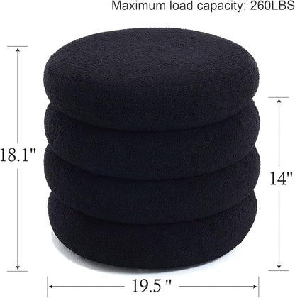 Flouki 19.5" Storage Ottoman Round, Vanity Stools - Image 2