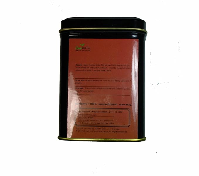 Organic Assam (TGFOP) Black tea loose tea 3.5 OZ packed in tea tin