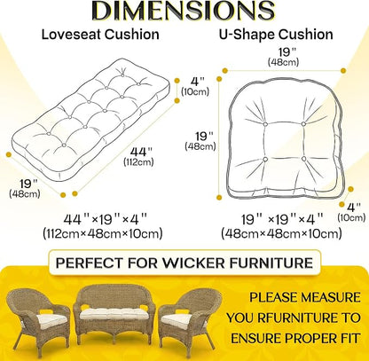 1 MIDDLE ONE Wicker Chair Cushions 3 Pieces Set - Image 3