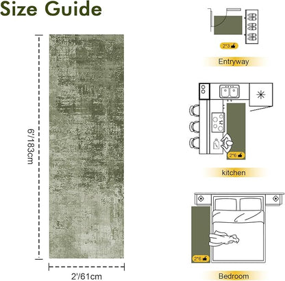 2x6 Ft Washable Runner Rug, Non-Slip Low Pile Hallway Kitchen Area Rug - Image 2