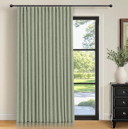 INOVADAY Linen Textured 100% Blackout Sliding Door Curtains 102x84 Sage | 1 by INOVADAY