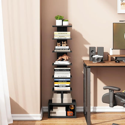 TUTOTAK Narrow Bookshelf, Vertical 8-Tier Bookcase, Spine Book Shelf - Image 6