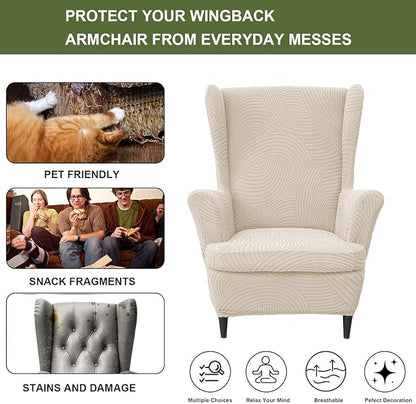 HAOYONG Wing Chair Slipcovers Printed Wingback Chair Covers 2 Pieces Wingback - Image 5