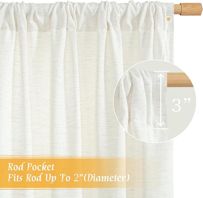 Linen Semi Sheer Curtains 84 inch Long - Image 3