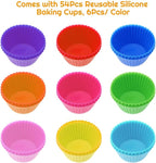 54 Pack Silicone Muffin Cups, Selizo Silicone Cupcake Baking Cups Reusable Muffin Liners Cupcake Wrapper Cups Holders for Muffins, Cupcakes, and Candies
