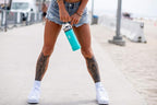 HYDRO CELL Stainless Steel Sport Water Bottle with Straw - Keeps Drinks Cold & Hot via a Leak Proof Metal Triple Insulated Vacuum Flask for All Sports and Outdoors Activities (Teal 18oz)