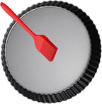 Tart Pans with Removable Bottom 10 Inch Quiche Pan, Heavy Duty Carbon Steel Round Non-stick Fluted Pie Tart Pan for Mousse Cakes, Christmas Dessert Baking (10.2 Inch 1pc)