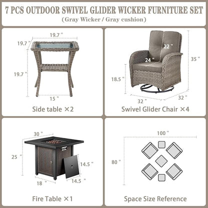 Belord 7 Piece Wicker Patio Furniture Set - Image 2