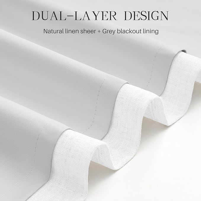Pinch Pleated Linen White Blackout Curtains 108 Inches Long - Image 6