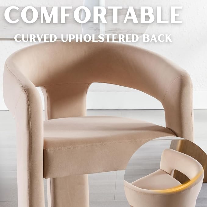 RIVOVA Modern Barrel Dining Chairs Set of 3, Velvet Upholstered Accent Side - Image 4